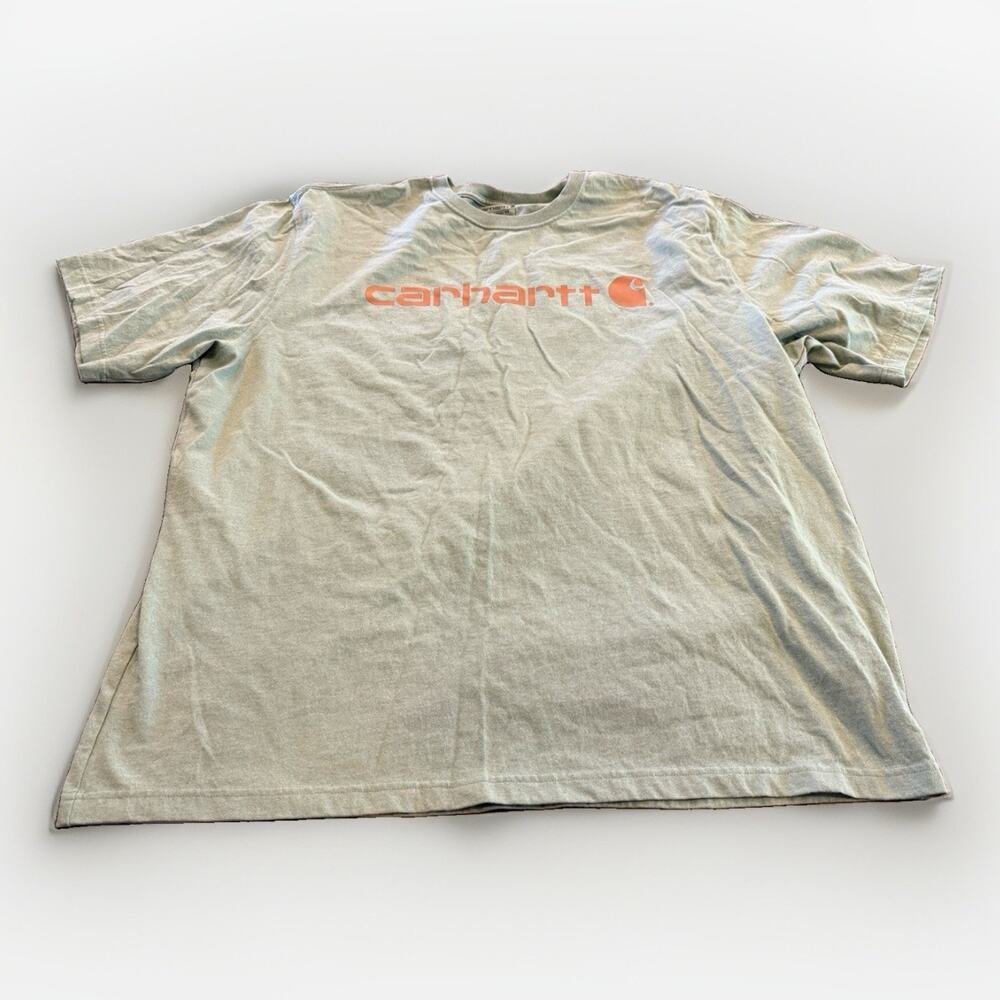 Carhartt Mens Green Loose Fit Crew Neck Short Sleeve Graphic Logo T-Shirt 2XL